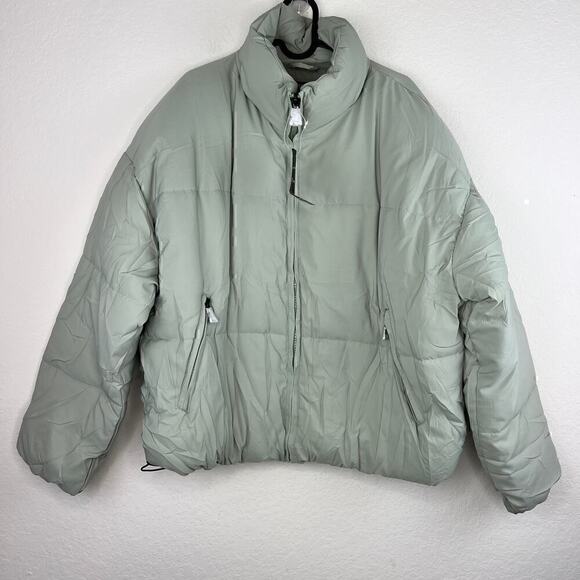 NWT Polu Cropped Puffer Jacket Oversized Full Zip Puffy Quilted Pockets Large - Picture 4 of 8